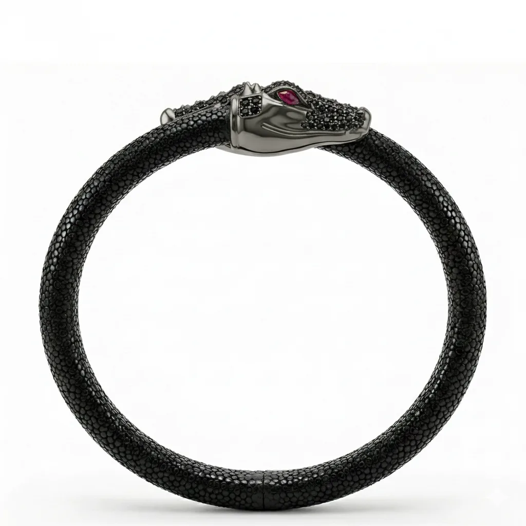 Crocodilus X 925 Black Spinel Eternity X Stingray Bracelet, view 3 – Viktor Alexander
