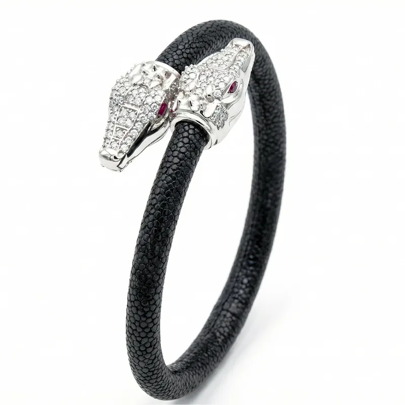 Crocodilus X 925 White Sapphire Eternity X Stingray Bracelet