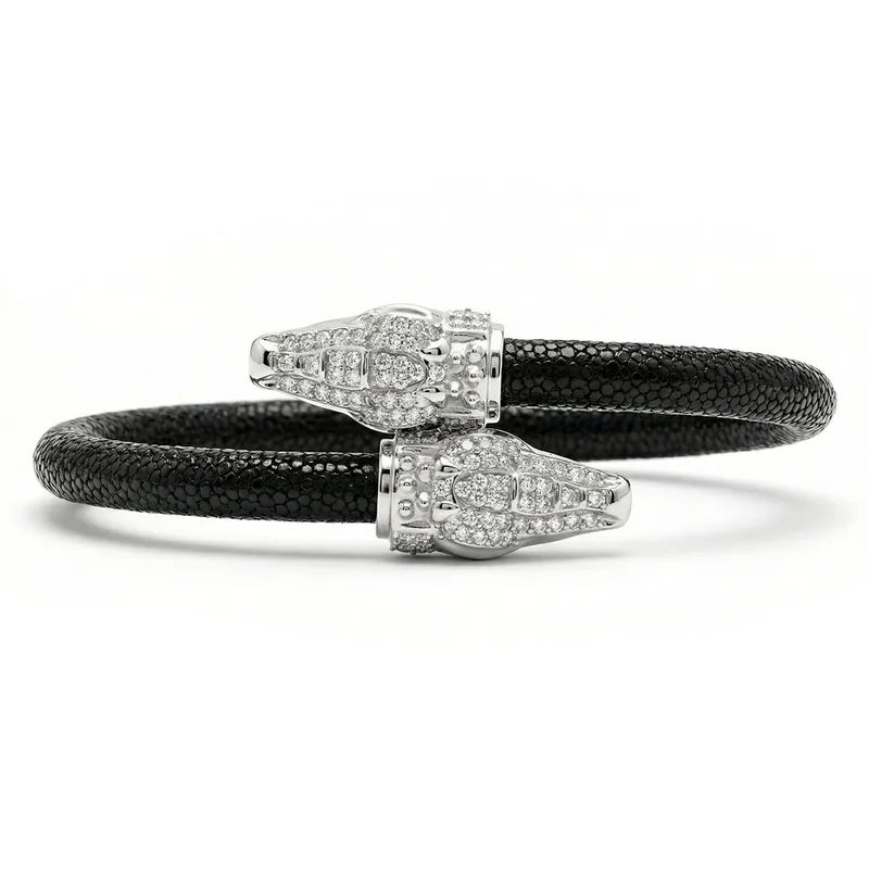 Crocodilus X 925 White Sapphire Eternity X Stingray Bracelet