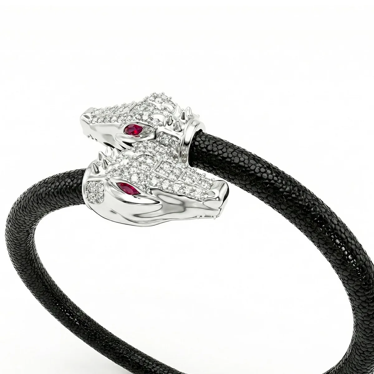 Crocodilus X 925 White Sapphire Eternity X Stingray Bracelet, view 4 – Viktor Alexander