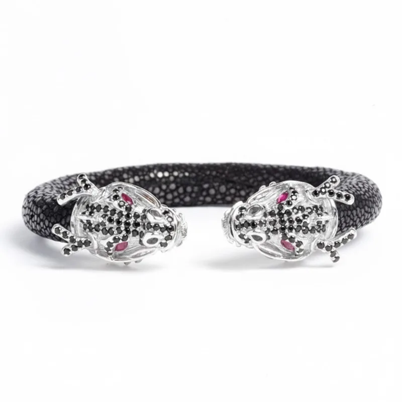 Draco 925 Black Spinel & Ruby Stingray Bracelet