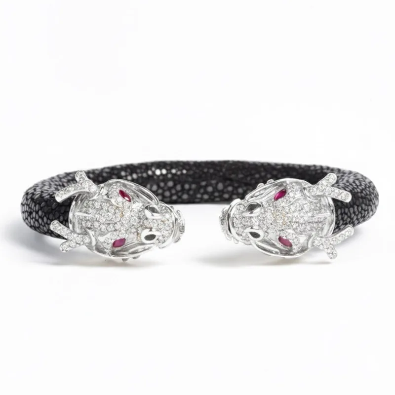 Draco 925 White Sapphire & Ruby Stingray Bracelet