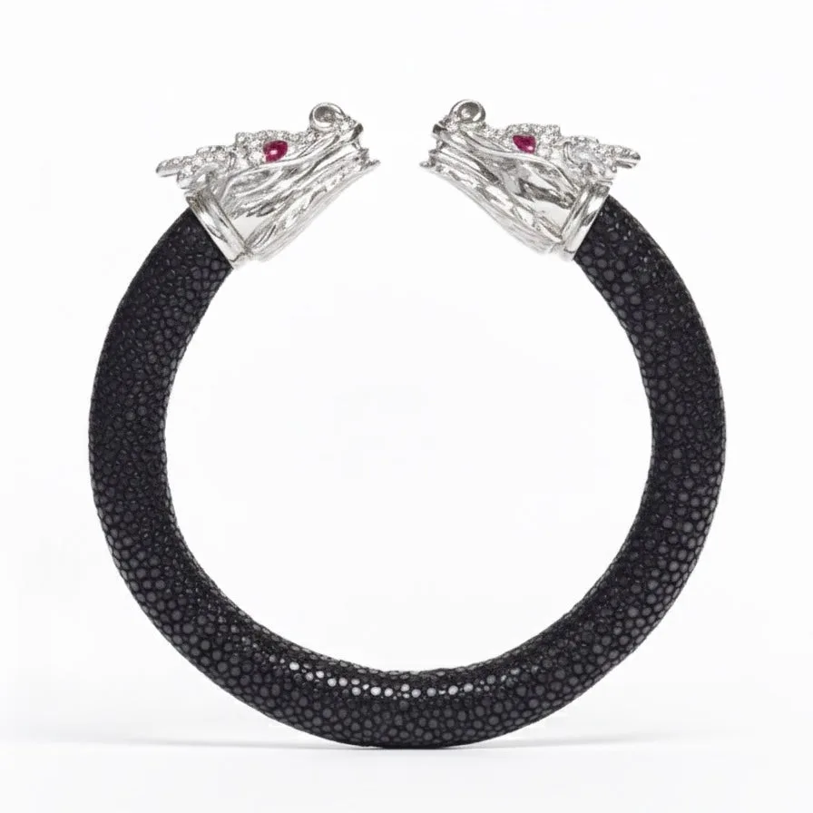 Draco 925 White Sapphire & Ruby Stingray Bracelet, view 3 – Viktor Alexander