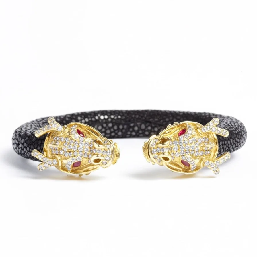 Draco 925 White Sapphire & Ruby Stingray Bracelet, view 4 – Viktor Alexander