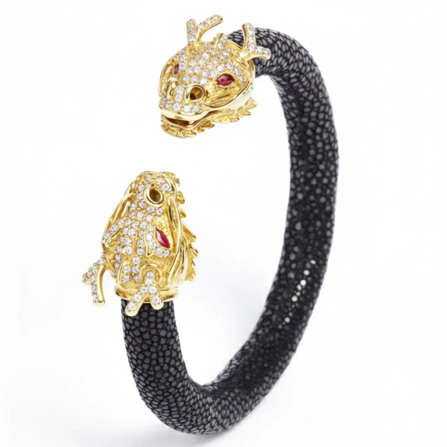 Draco 925 White Sapphire & Ruby Stingray Bracelet, view 5 – Viktor Alexander