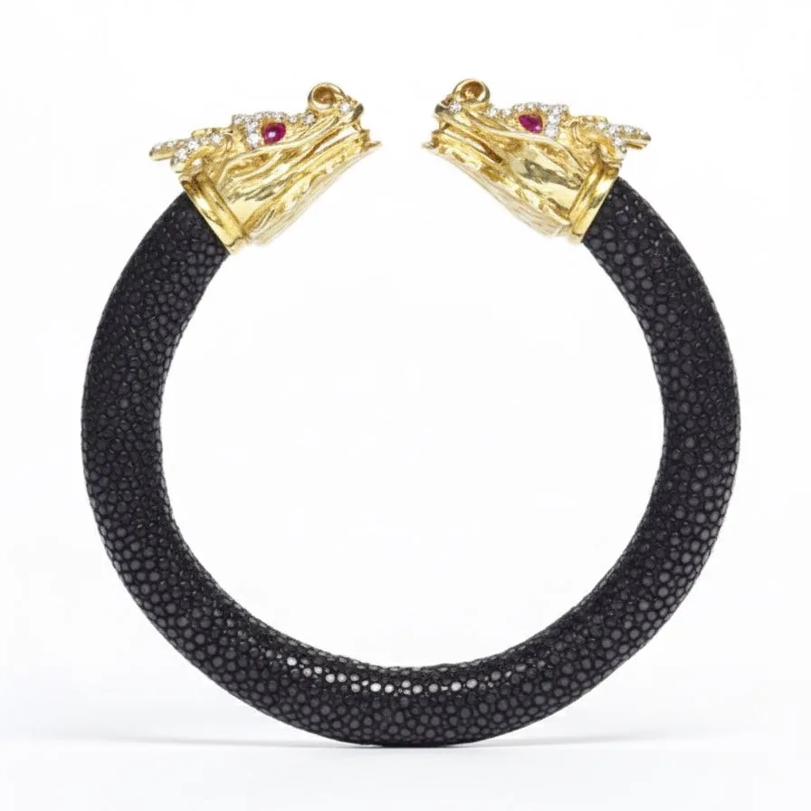 Draco 925 White Sapphire & Ruby Stingray Bracelet, view 6 – Viktor Alexander
