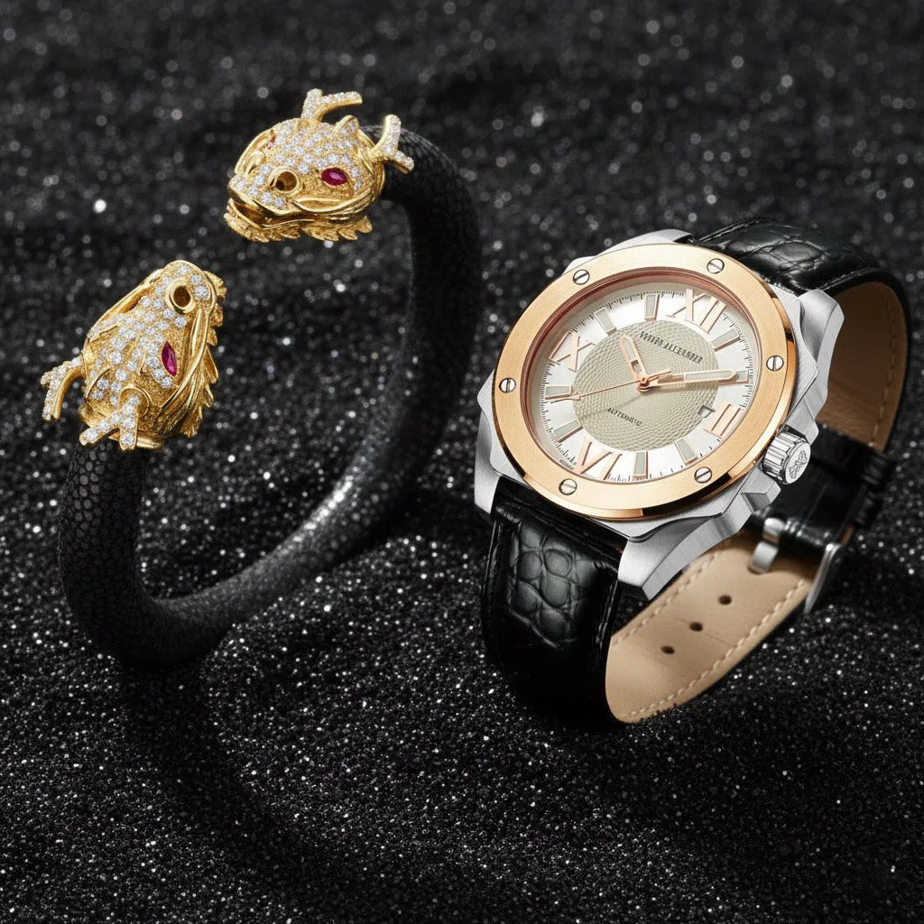 Draco 925 White Sapphire & Ruby Stingray Bracelet, view 8 – Viktor Alexander