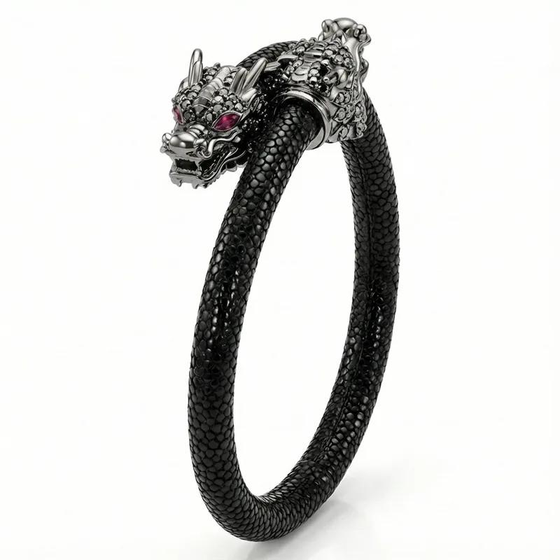 Draco X 925 Black Spinel Eternity X Stingray Bracelet