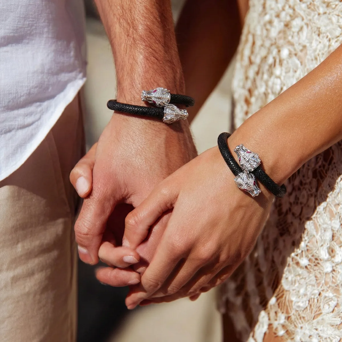 Draco X 925 White Sapphire Eternity X Stingray Bracelet, view 5 – Viktor Alexander