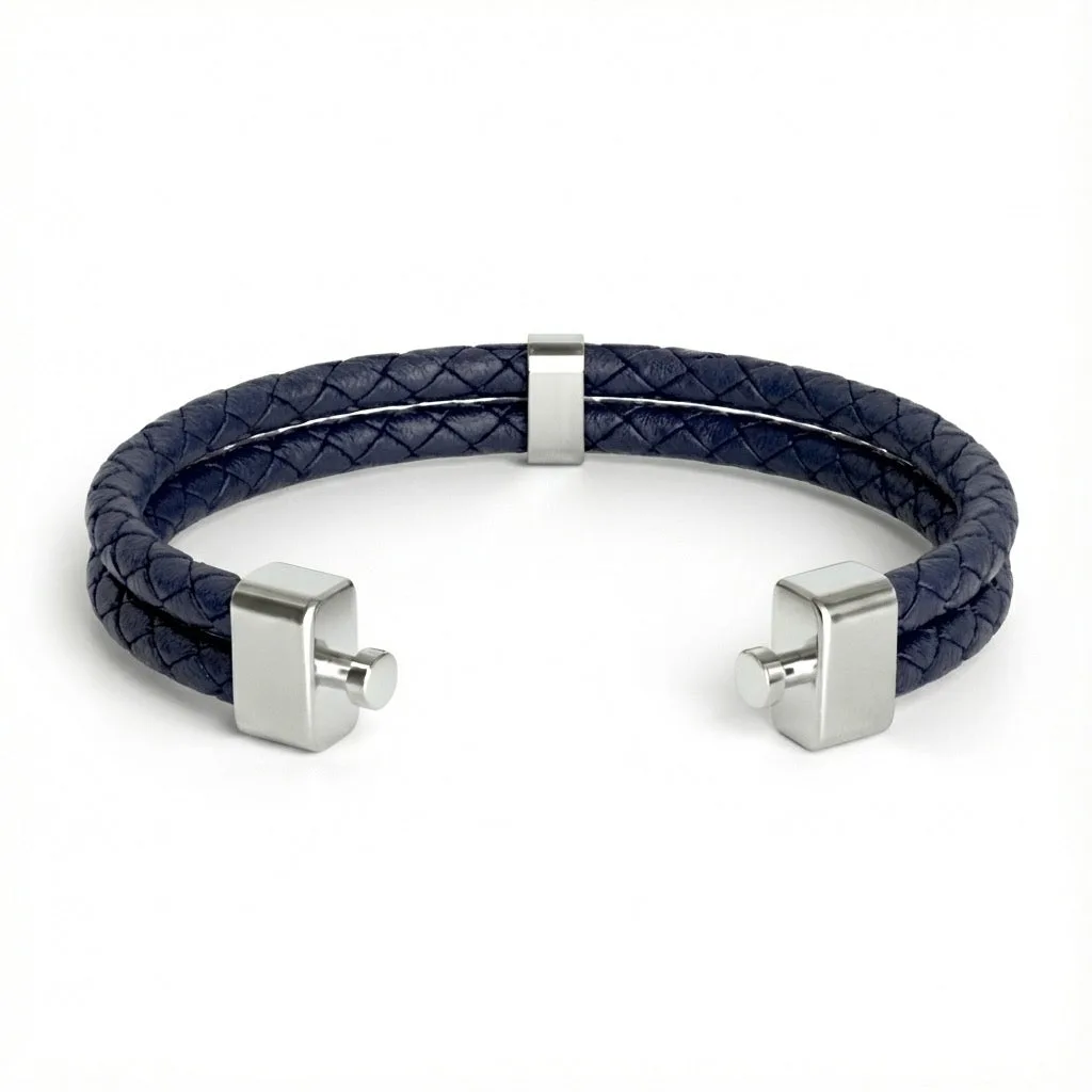 Dual Italian Weaved Calf Bracelet (Classic Colours), view 4 – Viktor Alexander