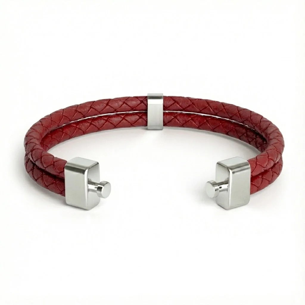 Dual Italian Weaved Calf Bracelet (Classic Colours), view 7 – Viktor Alexander