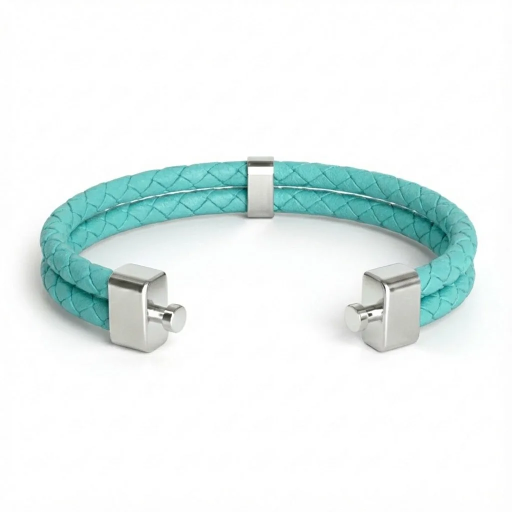 Dual Italian Weaved Calf Bracelet (Pastel Colours), view 13 – Viktor Alexander