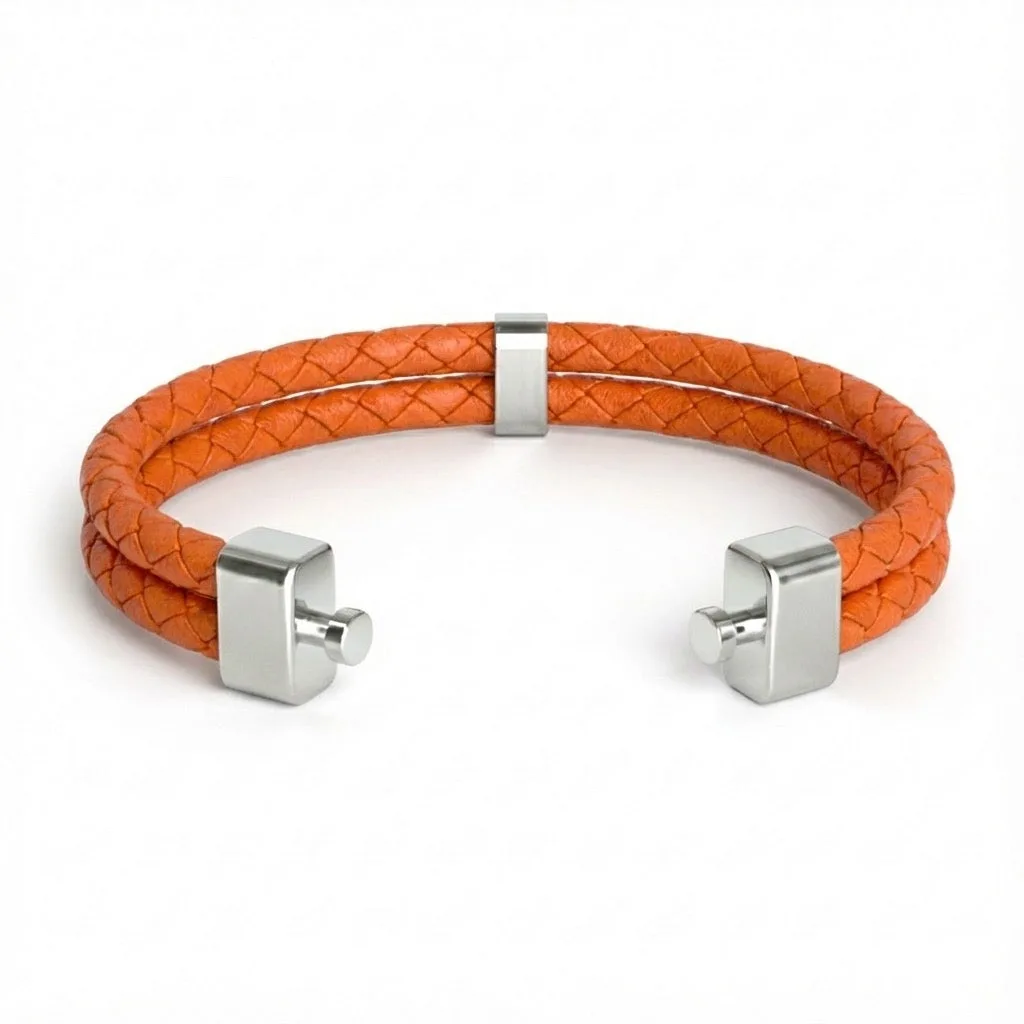 Dual Italian Weaved Calf Bracelet (Pastel Colours), view 6 – Viktor Alexander