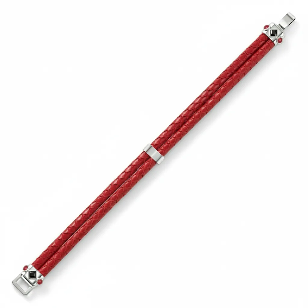 Duma 925 Silver Rubies with 4mm Red Python Leather, view 3 – Viktor Alexander