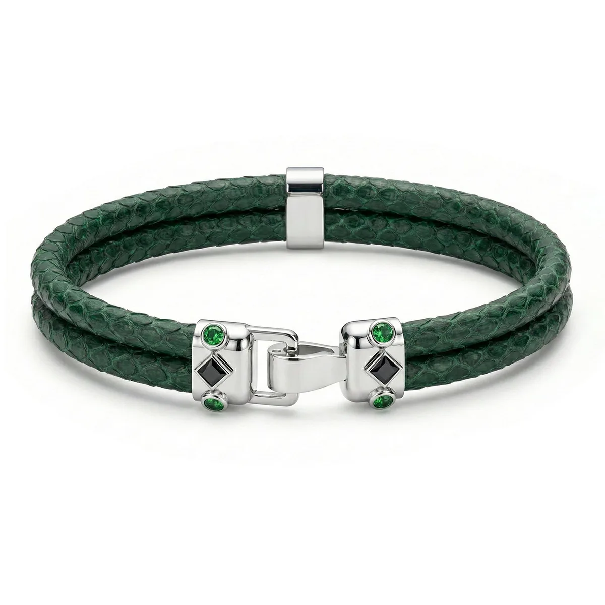 Duma 925 Silver Tsavorite with 4mm Emerald Green Python Leather – Viktor Alexander