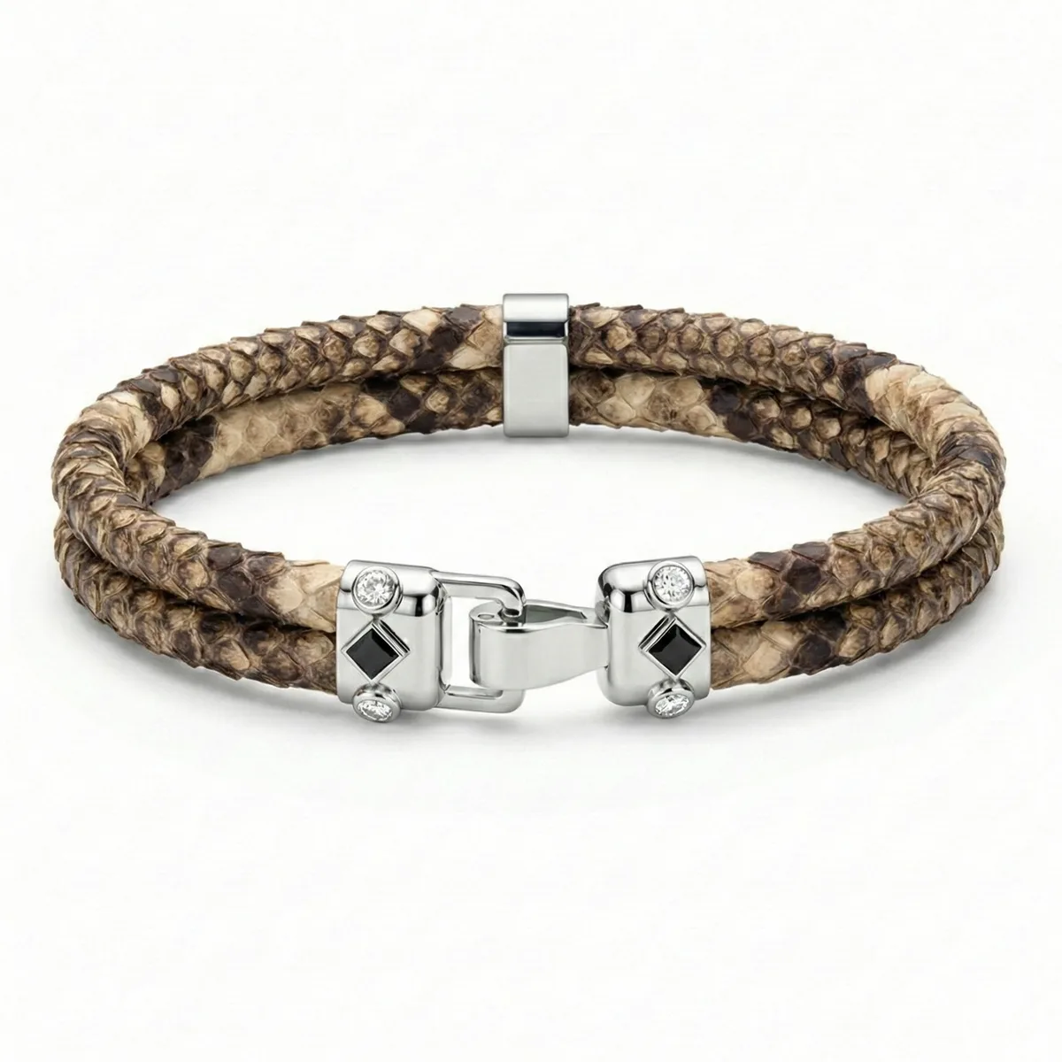 Duma 925 Silver White Sapphire with 4mm Natural Python Leather – Viktor Alexander