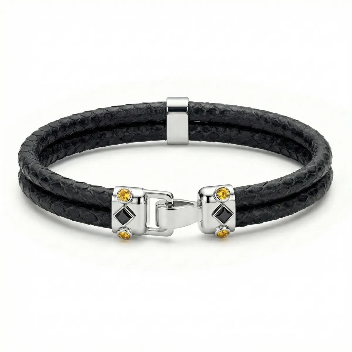 Duma 925 Silver Yellow Sapphire with 4mm Black Python Leather – Viktor Alexander