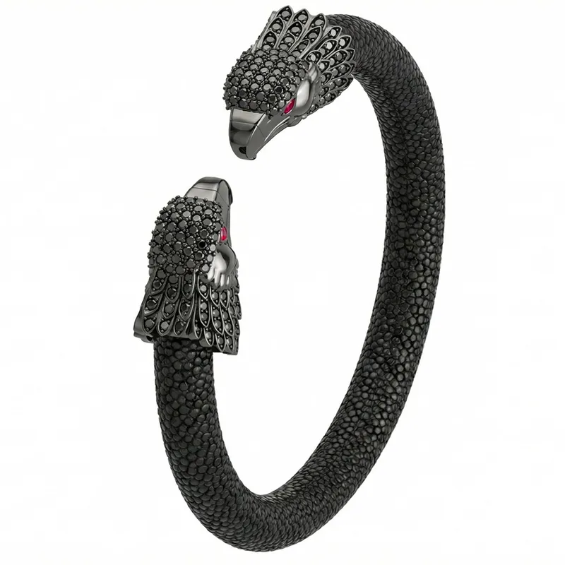 Eagle 925 Black Spinel & Ruby Stingray Bracelet