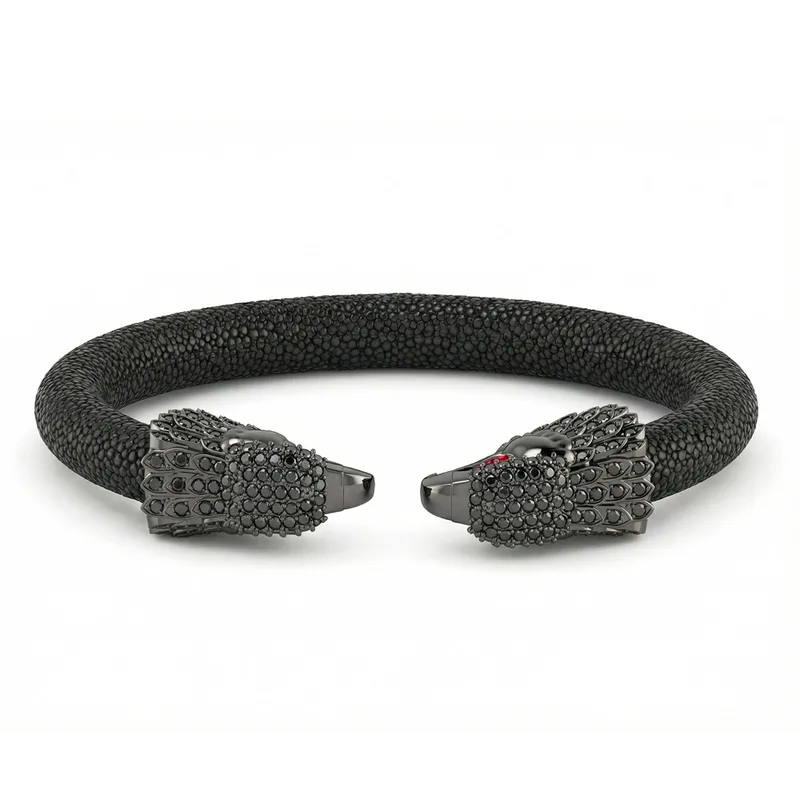 Eagle 925 Black Spinel & Ruby Stingray Bracelet