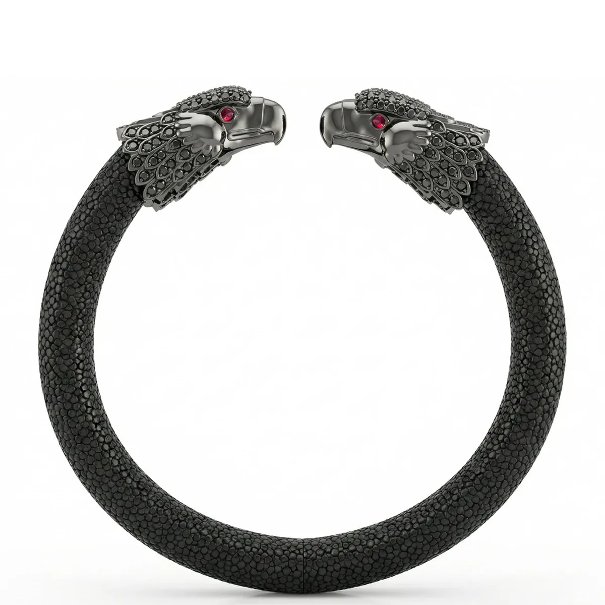 Eagle 925 Black Spinel & Ruby Stingray Bracelet, view 3 – Viktor Alexander