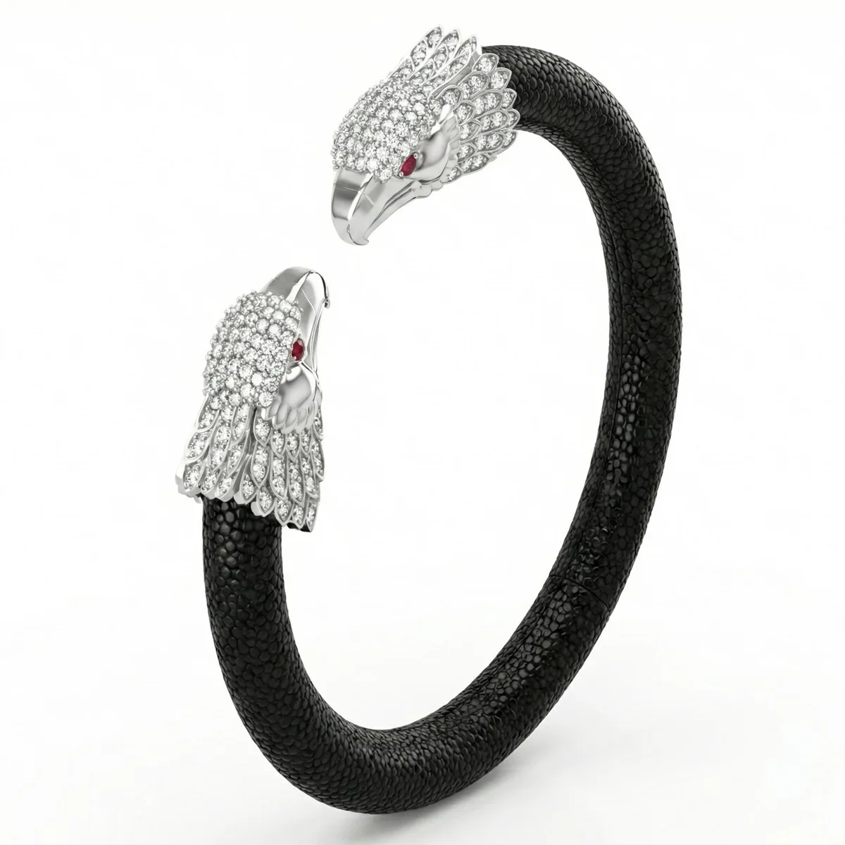 Eagle 925 White Sapphire & Ruby Stingray Bracelet White Gold – Viktor Alexander