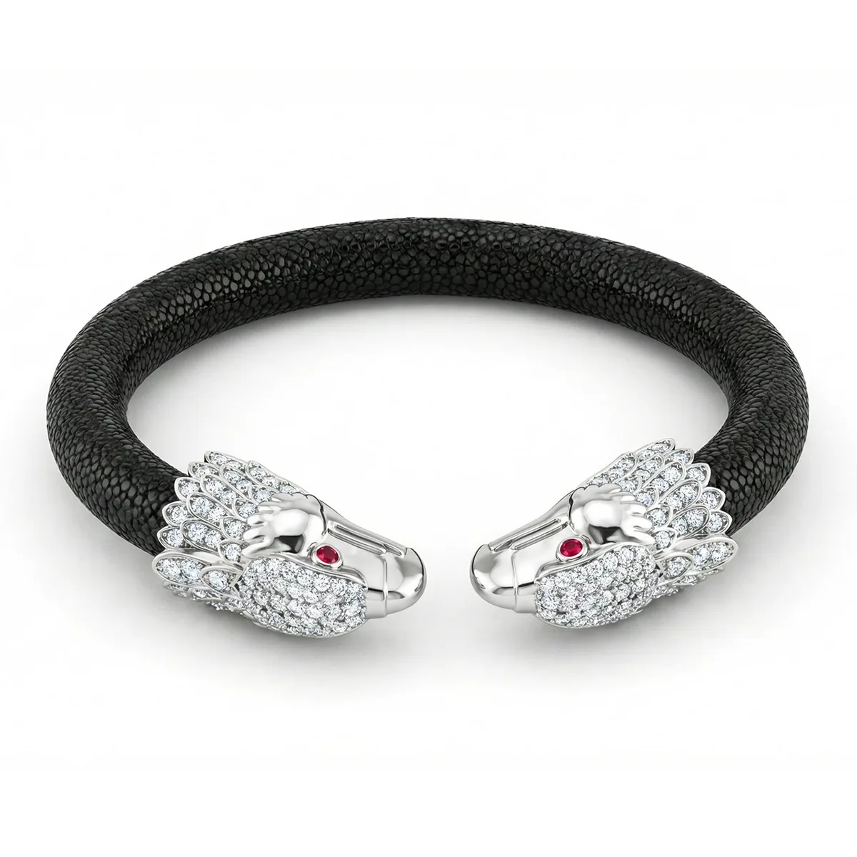 Eagle 925 White Sapphire & Ruby Stingray Bracelet, view 2 – Viktor Alexander