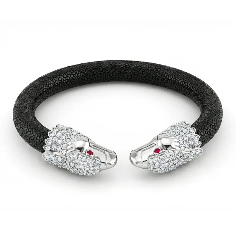 Eagle 925 White Sapphire & Ruby Stingray Bracelet