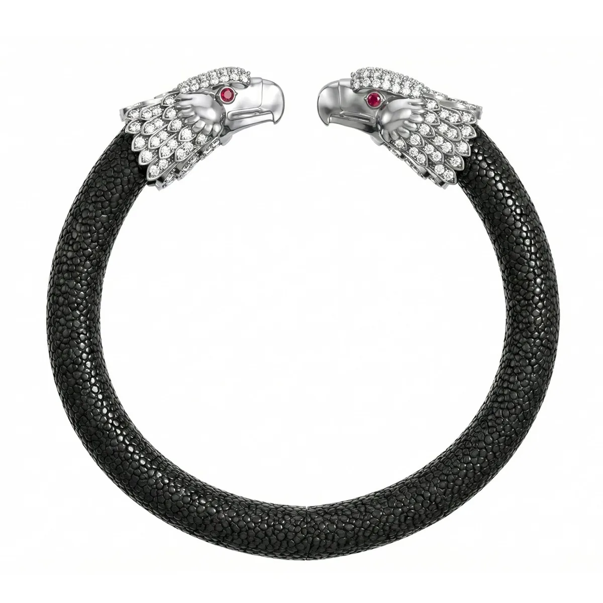 Eagle 925 White Sapphire & Ruby Stingray Bracelet, view 3 – Viktor Alexander
