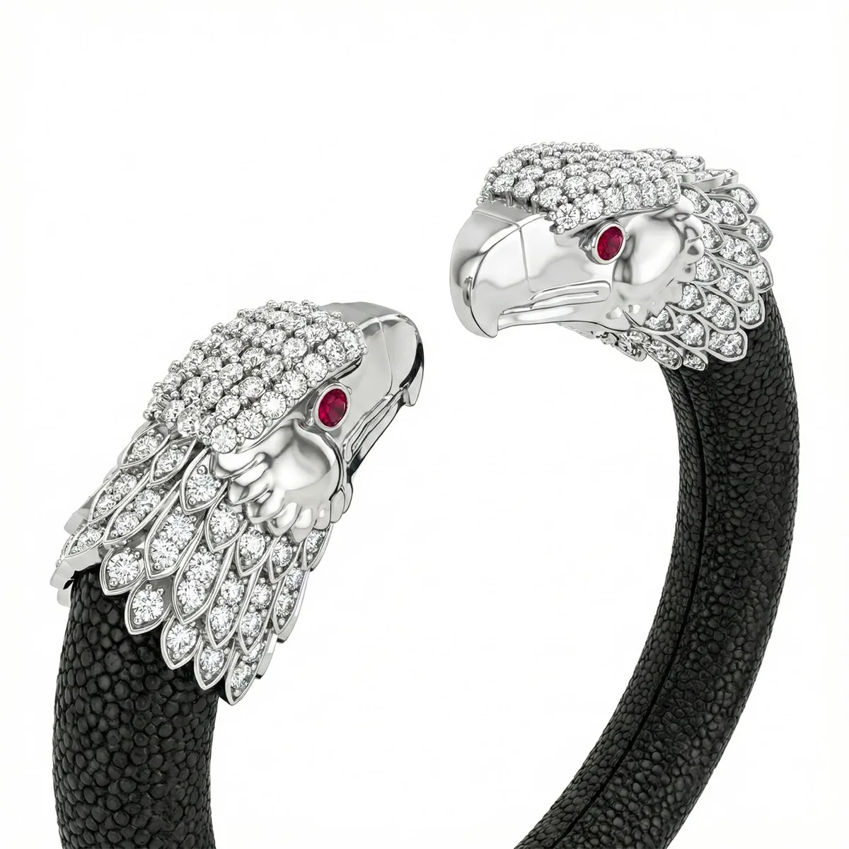 Eagle 925 White Sapphire & Ruby Stingray Bracelet, view 4 – Viktor Alexander