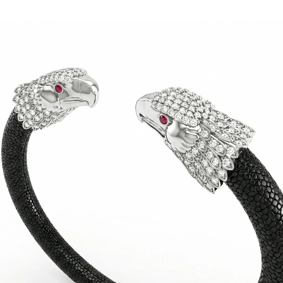 Eagle 925 White Sapphire & Ruby Stingray Bracelet, view 5 – Viktor Alexander