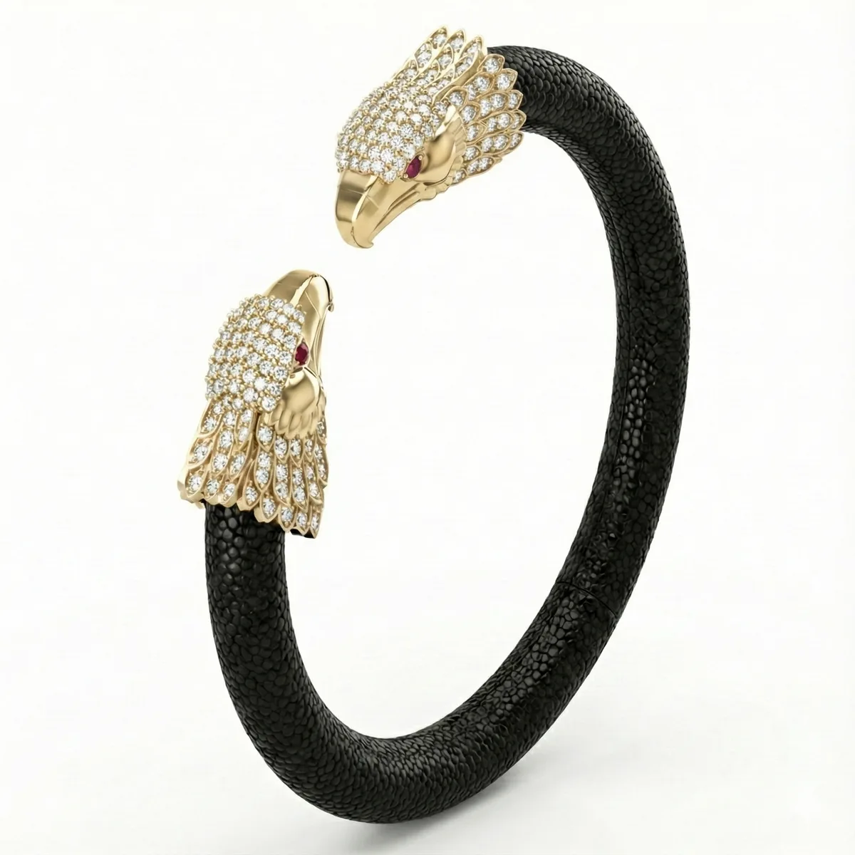 Eagle 925 White Sapphire & Ruby Stingray Bracelet, view 6 – Viktor Alexander