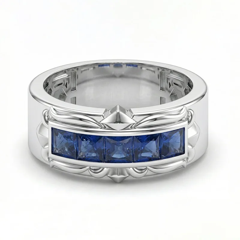 FDF01 Blue Sapphire Platinum PT950 Unisex Ring