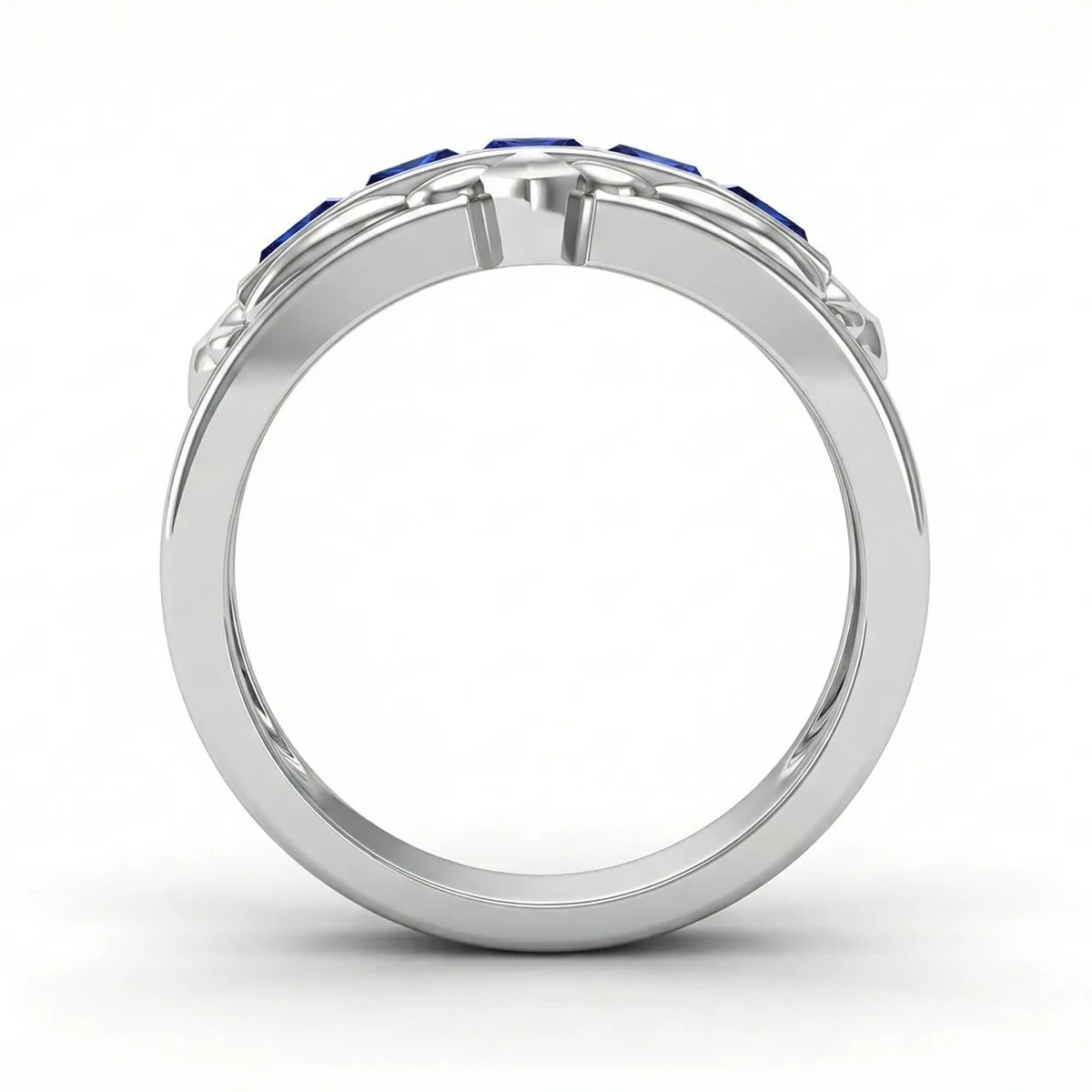 FDF01 Blue Sapphire Platinum PT950 Unisex Ring, view 3 – Viktor Alexander