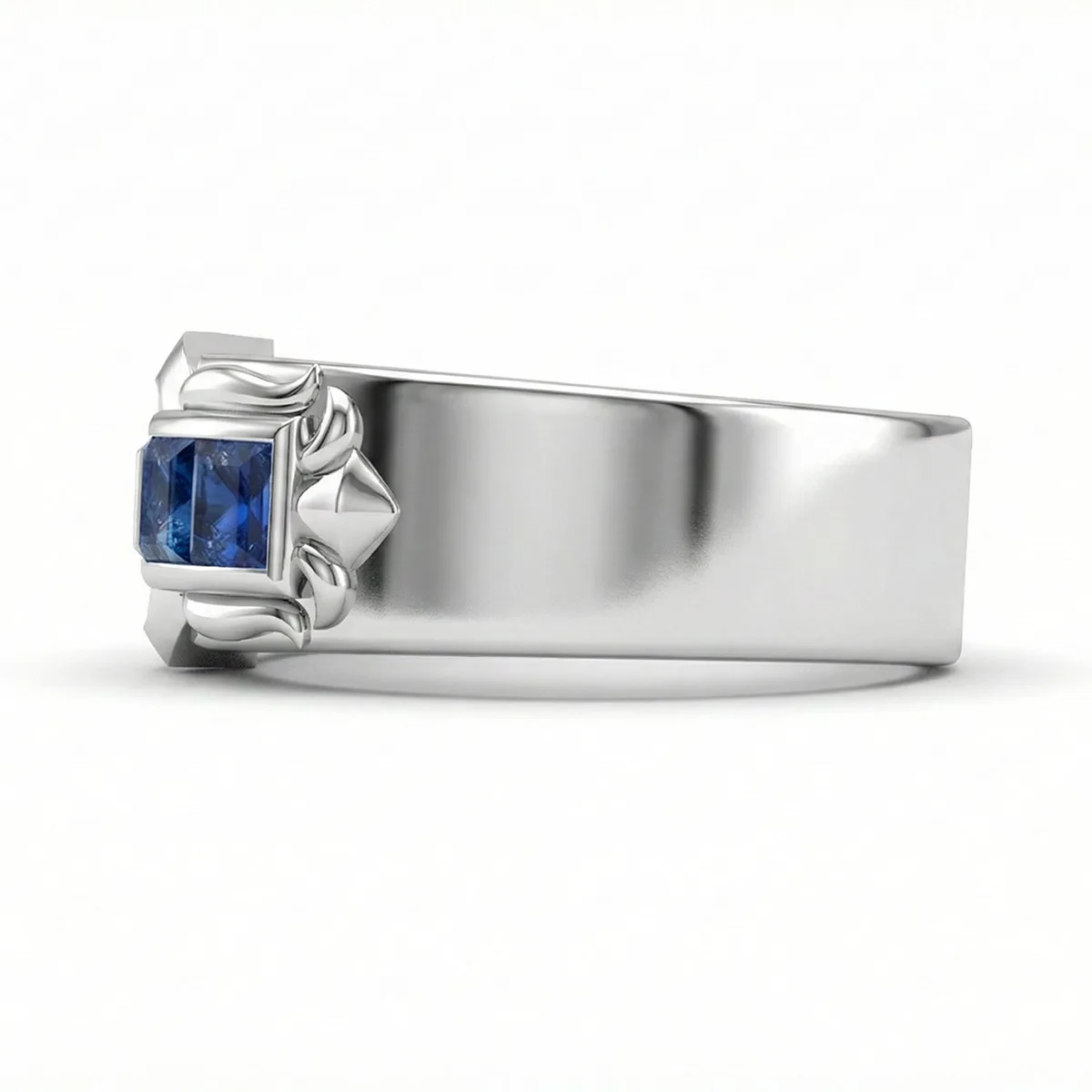 FDF01 Blue Sapphire Platinum PT950 Unisex Ring, view 4 – Viktor Alexander