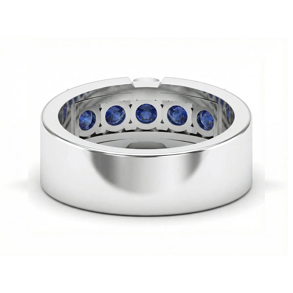 FDF02 Blue Sapphire Platinum PT950 Unisex Ring, view 2 – Viktor Alexander