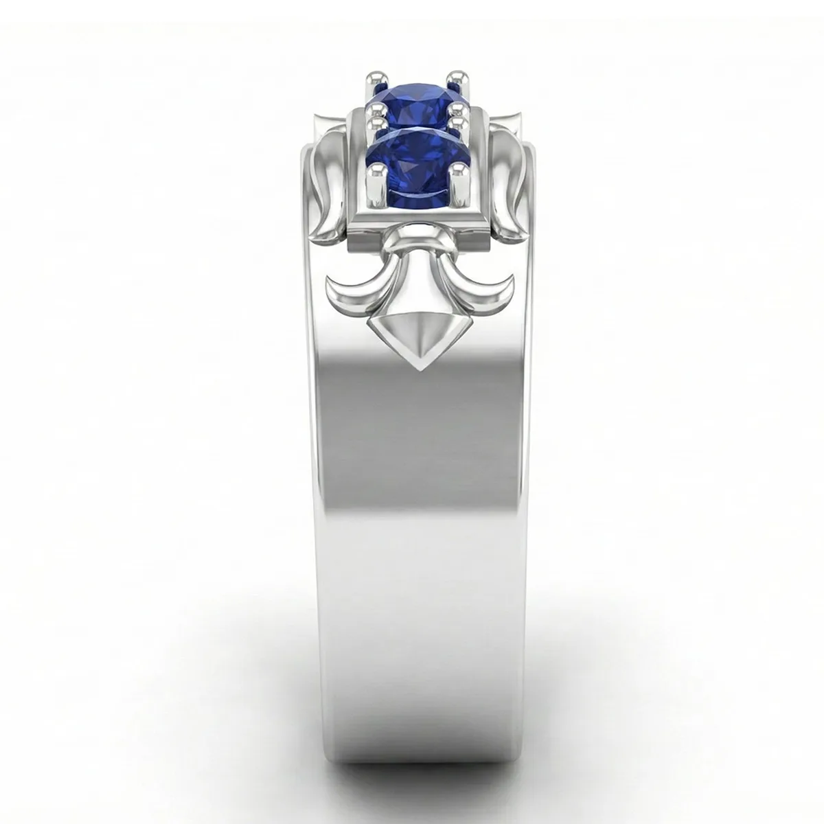 FDF02 Blue Sapphire Platinum PT950 Unisex Ring, view 3 – Viktor Alexander