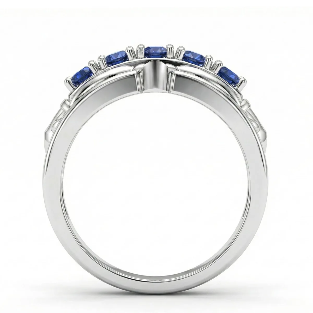 FDF02 Blue Sapphire Platinum PT950 Unisex Ring, view 4 – Viktor Alexander