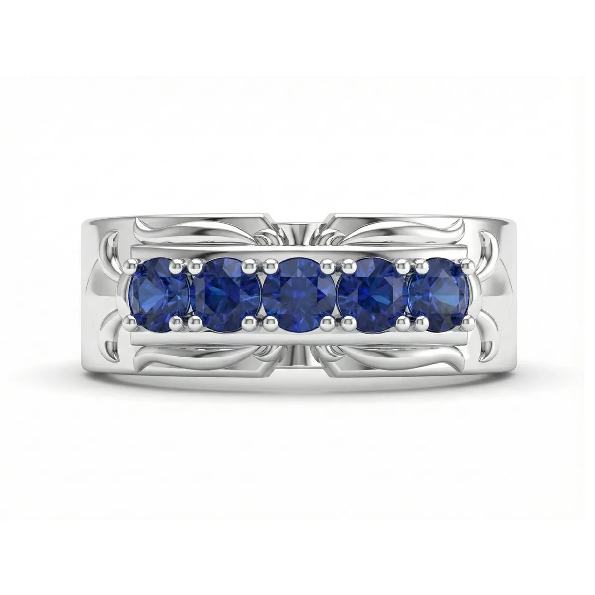 FDF02 Blue Sapphire Platinum PT950 Unisex Ring, view 5 – Viktor Alexander