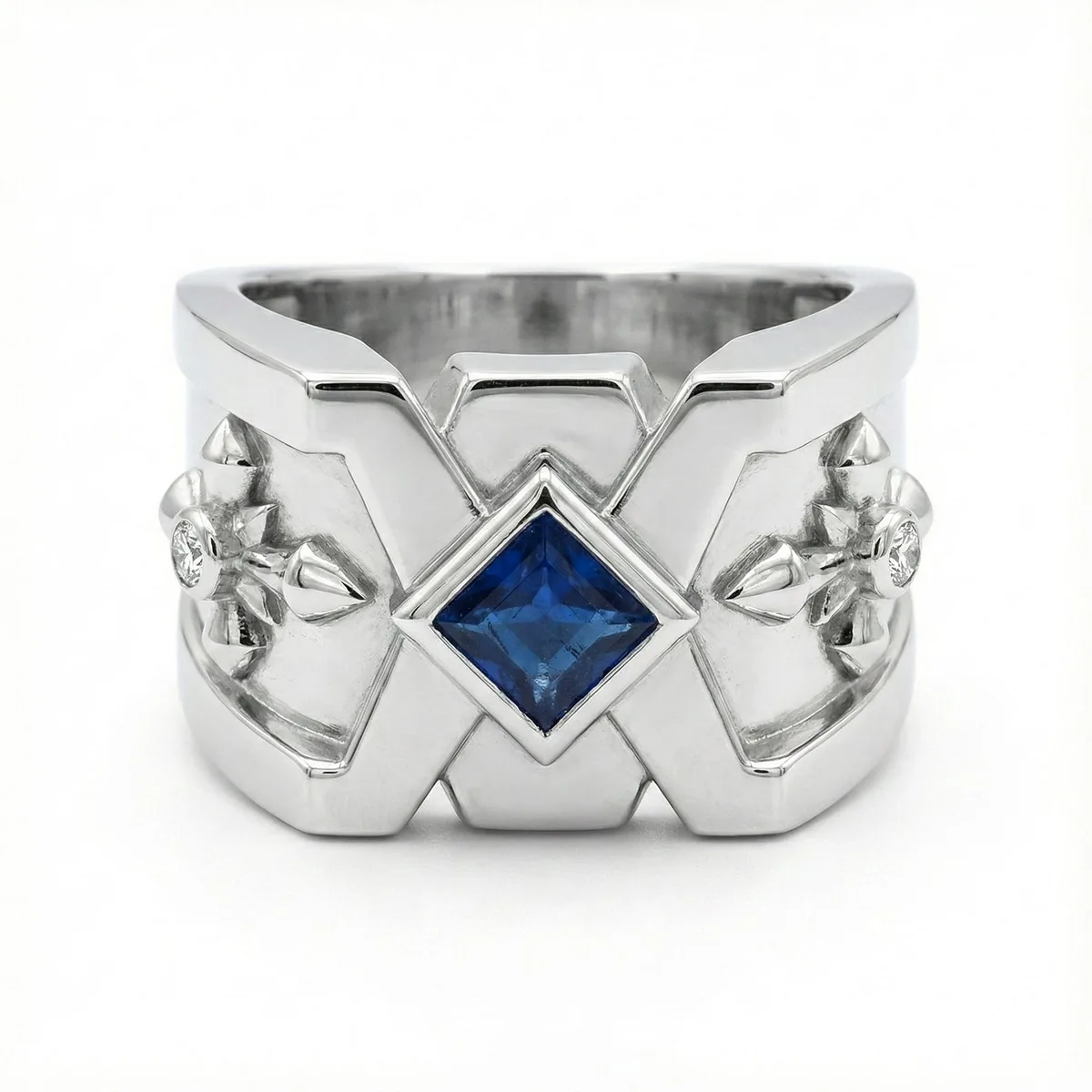 FDF03 Blue Sapphire Platinum PT950 Men’s Ring – Viktor Alexander