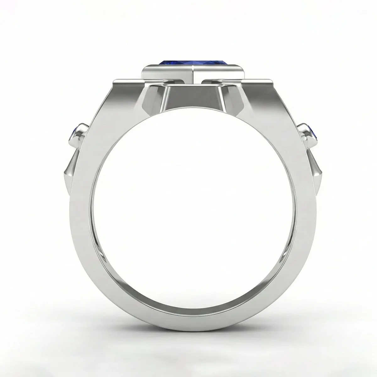 FDF03 Blue Sapphire Platinum PT950 Men’s Ring, view 2 – Viktor Alexander