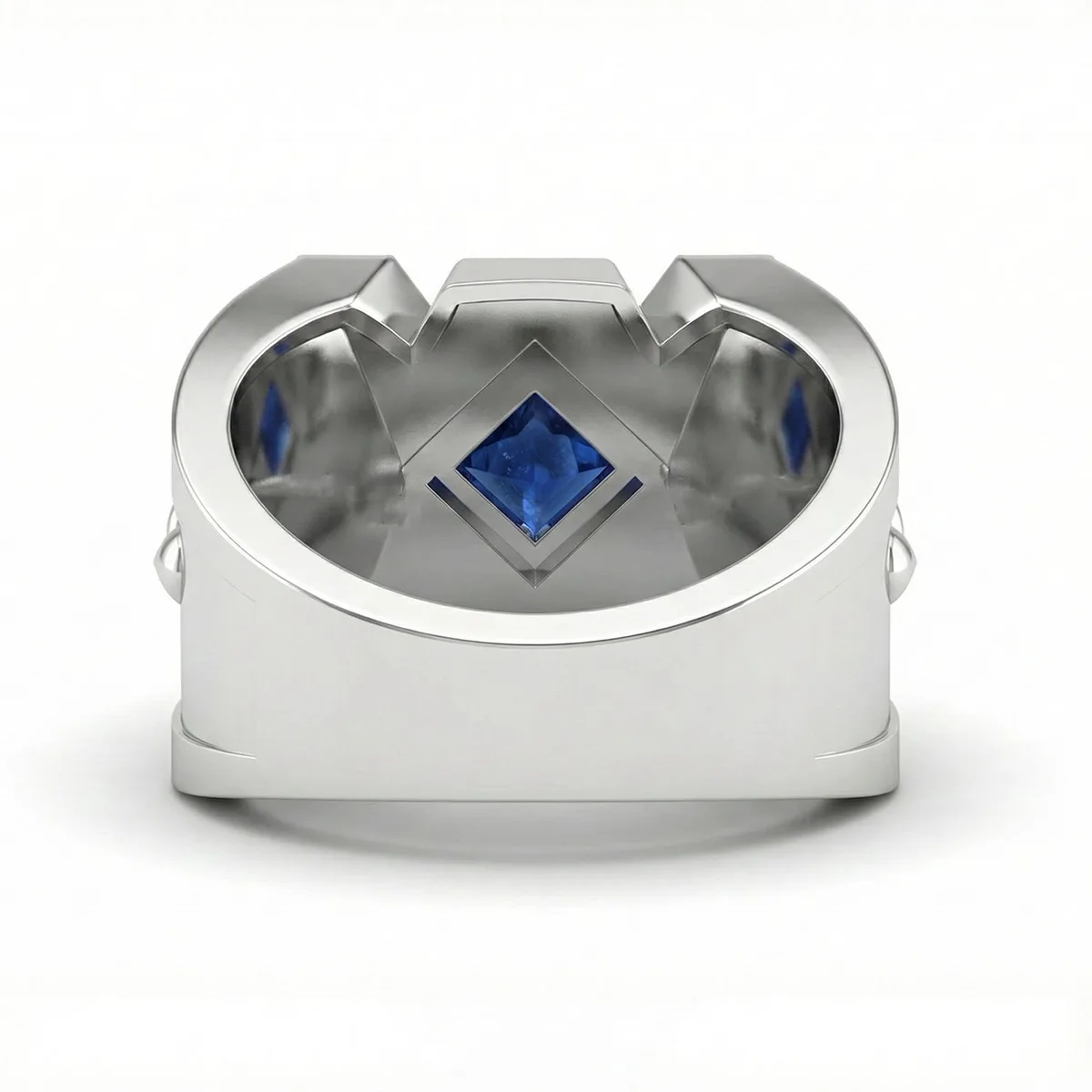FDF03 Blue Sapphire Platinum PT950 Men’s Ring, view 3 – Viktor Alexander