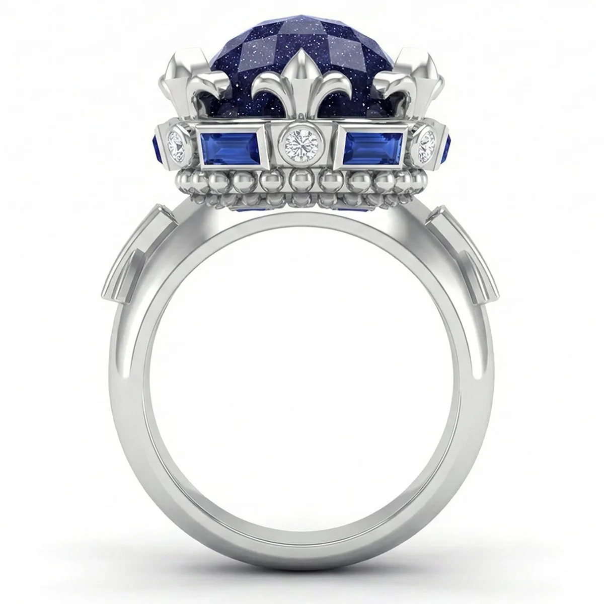 FDF06 Platinum Blue Sandstone Diamond PT950 Men’s Ring – Viktor Alexander