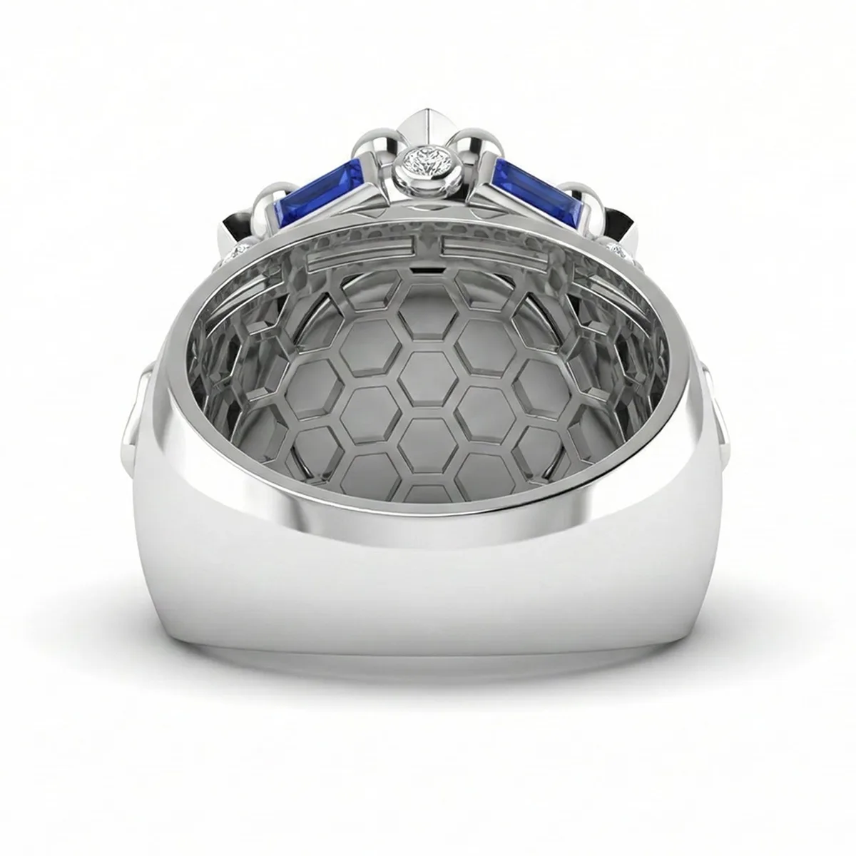 FDF06 Platinum Blue Sandstone Diamond PT950 Men’s Ring, view 3 – Viktor Alexander