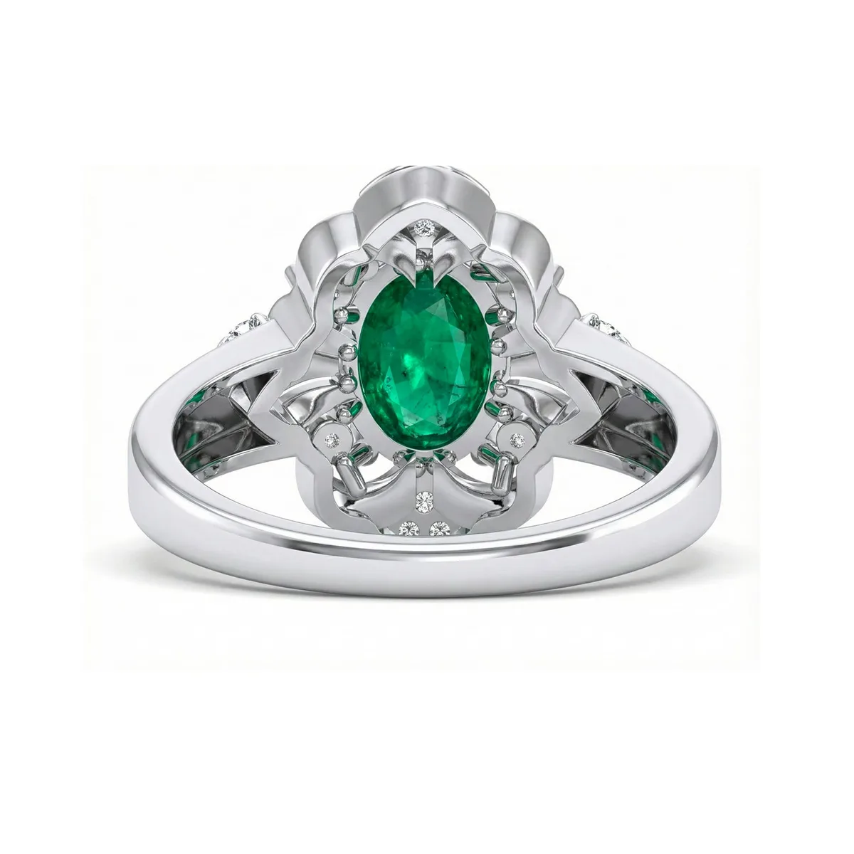 FDF06 Platinum Oval Emerald PT950 Unisex Ring, view 2 – Viktor Alexander