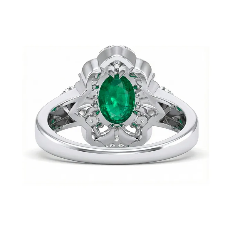 FDF06 Platinum Oval Emerald PT950 Unisex Ring