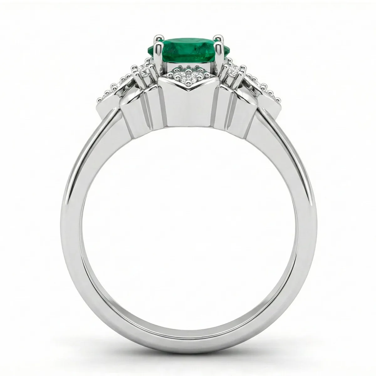 FDF06 Platinum Oval Emerald PT950 Unisex Ring, view 3 – Viktor Alexander