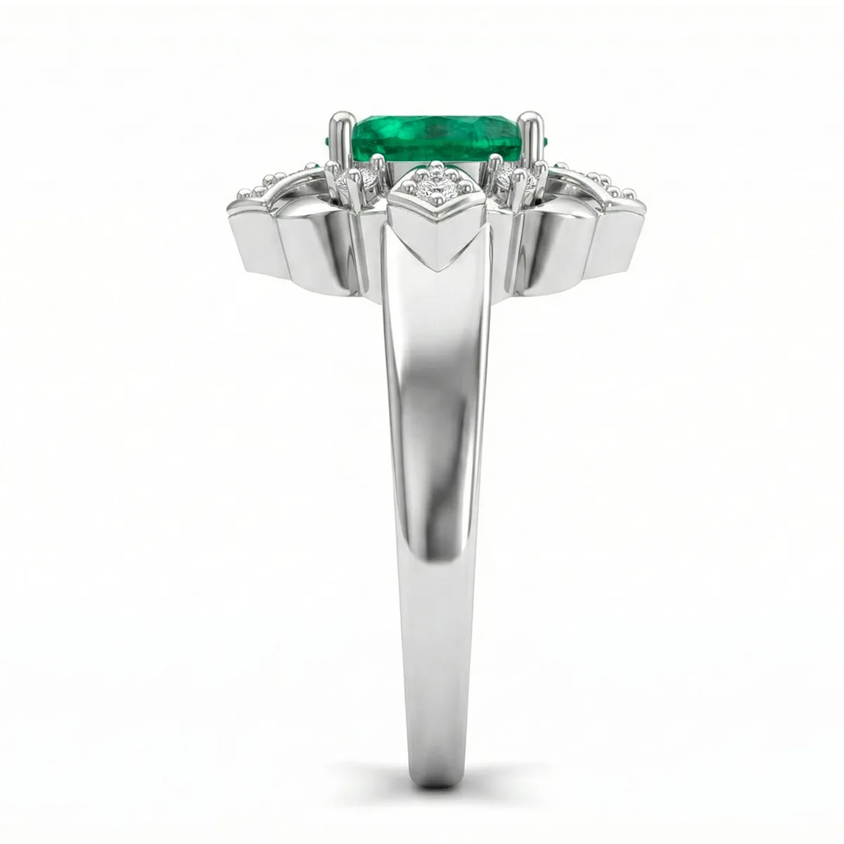 FDF06 Platinum Oval Emerald PT950 Unisex Ring, view 4 – Viktor Alexander