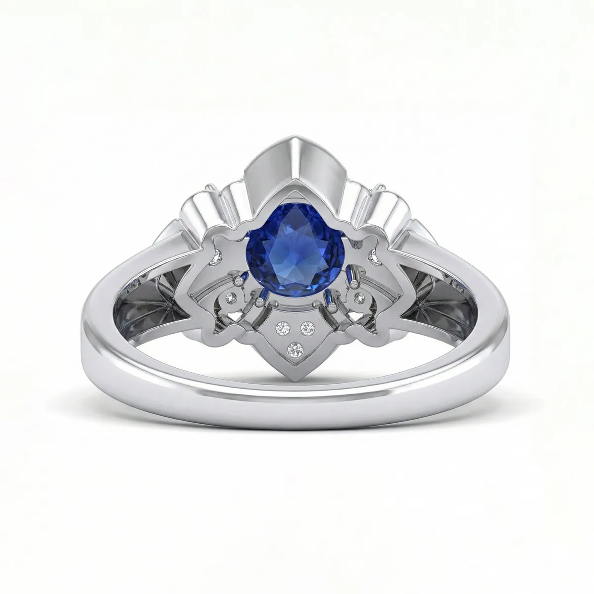 FDF06 Platinum Round Blue Sapphire PT950 Unisex Ring, view 2 – Viktor Alexander