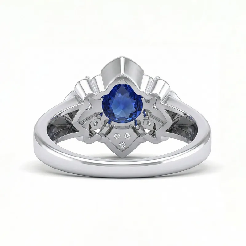 FDF06 Platinum Round Blue Sapphire PT950 Unisex Ring