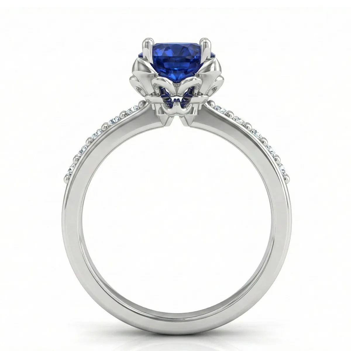 FDF07 Platinum Round Blue Sapphire PT950 Ladies Ring – Viktor Alexander